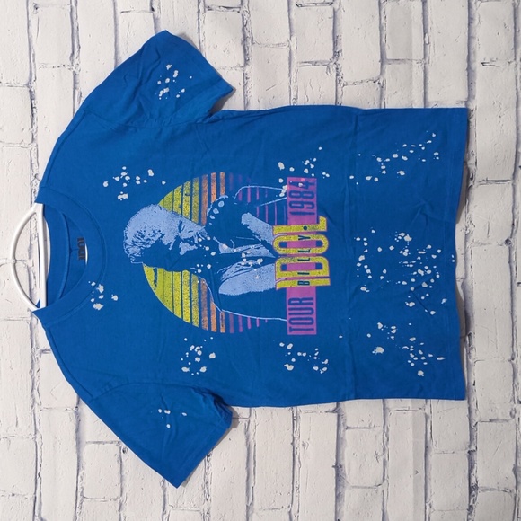 Billy Idol Tour 1984 Bleach Splatter T Shirt Women's or Men's Size Medium NWT - Picture 1 of 7